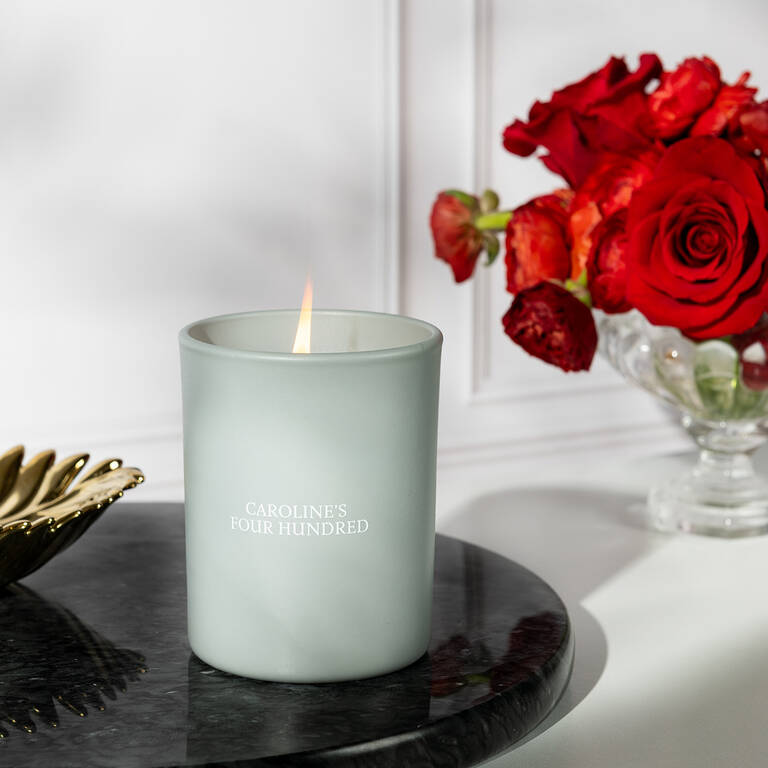 St. Regis Caroline's Four Hundred Candle with floral rose scent notes