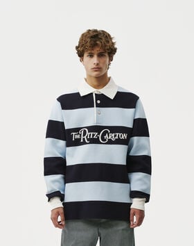Late Checkout Light Blue/Navy Rugby Polo thumbnail number 3
