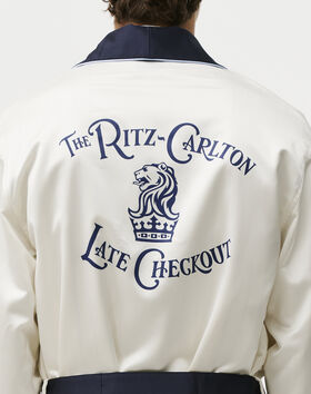 Late Checkout White/Navy Logo Robe thumbnail number 6