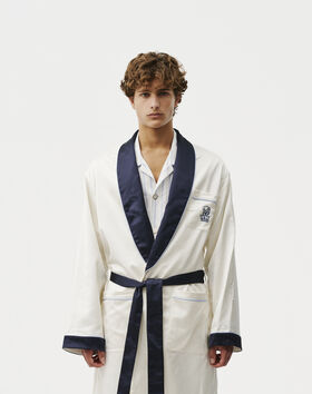 Late Checkout White/Navy Logo Robe thumbnail number 3